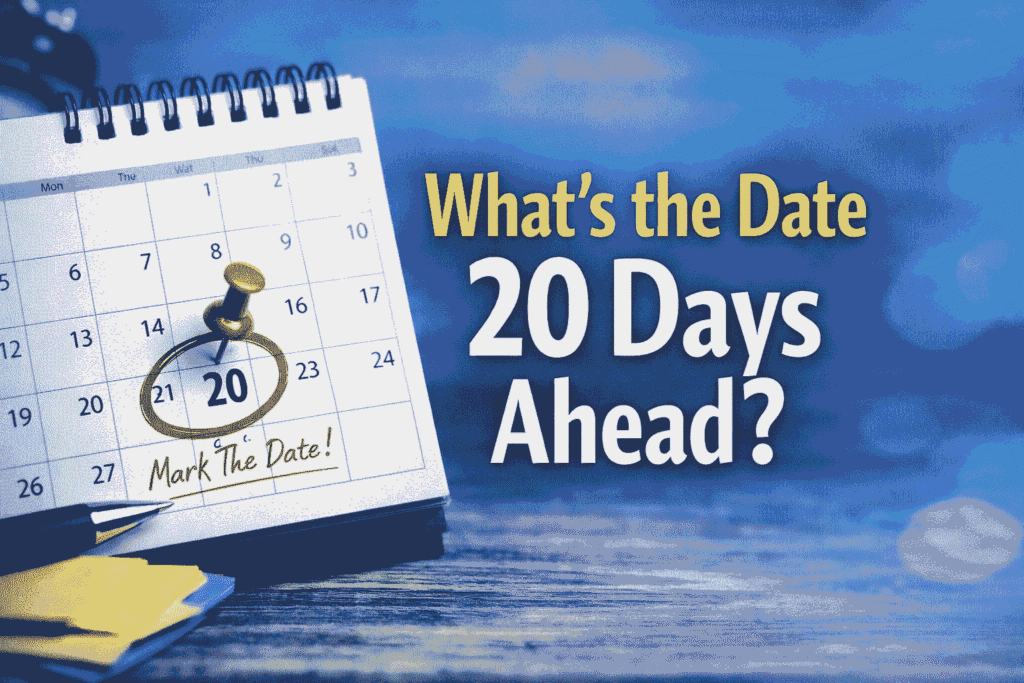 Calendar with the date marked for 20 days from today