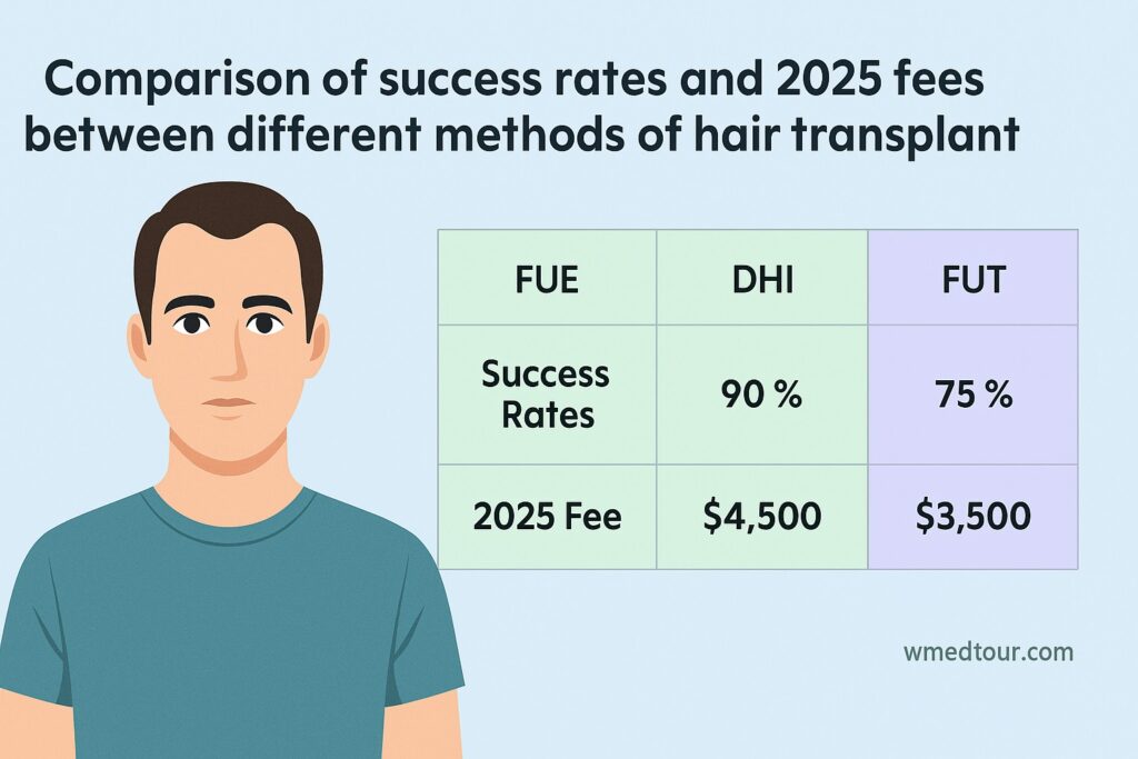 Compare Success Rates & 2025 Fees of Hair Transplant Methods